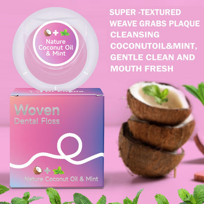 Dr. Emma Woven Dental Floss - Coconut Oil Infused, Expanding, Mint, 33yd (Pack of 4)