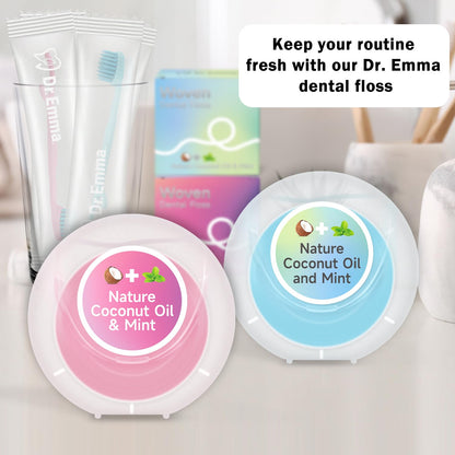 Dr. Emma Woven Dental Floss - Coconut Oil Infused, Expanding, Mint, 33yd (Pack of 4)