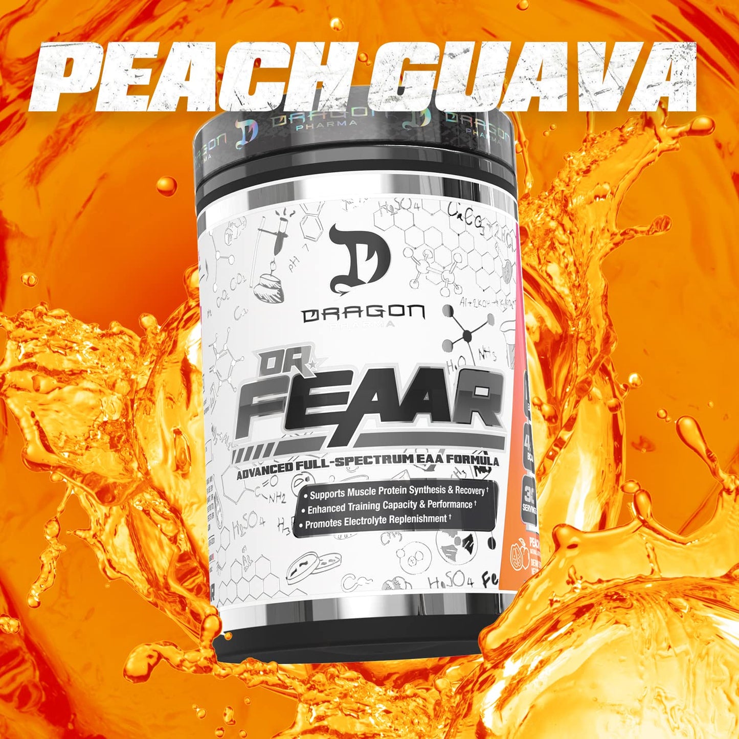 Dr. FEAAR Advanced Full-Spectrum EAA Matrix | Dragon Pharma – 30 Servings, Peach Guava