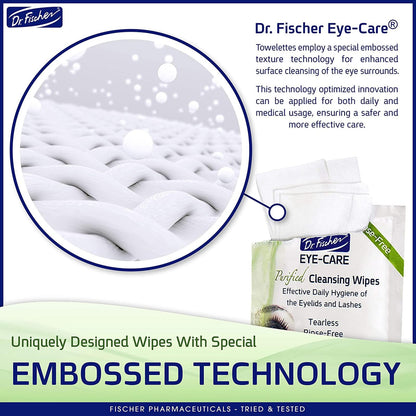Dr. Fischer Eyelid Wipes – Hypoallergenic, Preservative-Free Eye Cleaning Wipes (Twin Pack)