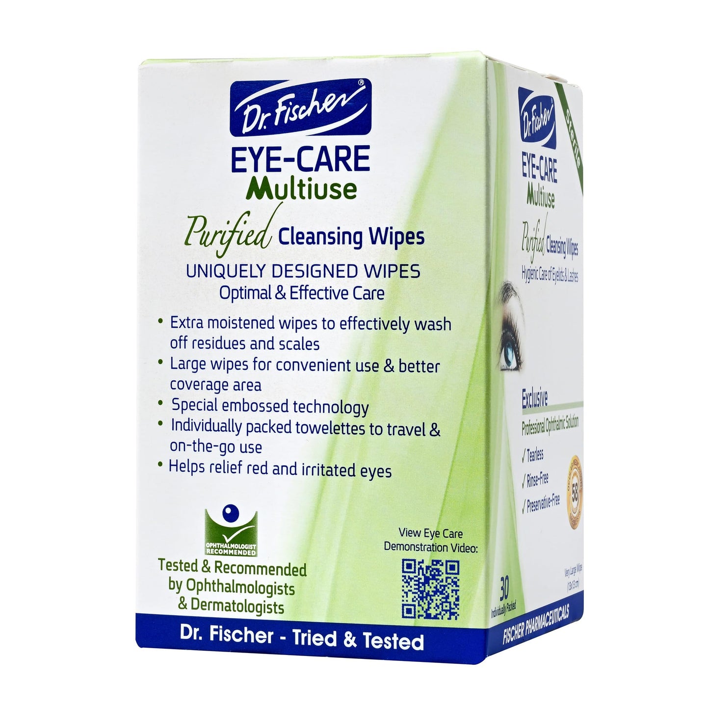 Dr. Fischer Eyelid Wipes – Hypoallergenic, Preservative-Free Eye Cleaning Wipes (Twin Pack)