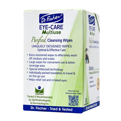 Dr. Fischer Eyelid Wipes – Hypoallergenic, Preservative-Free Eye Cleaning Wipes (Twin Pack)