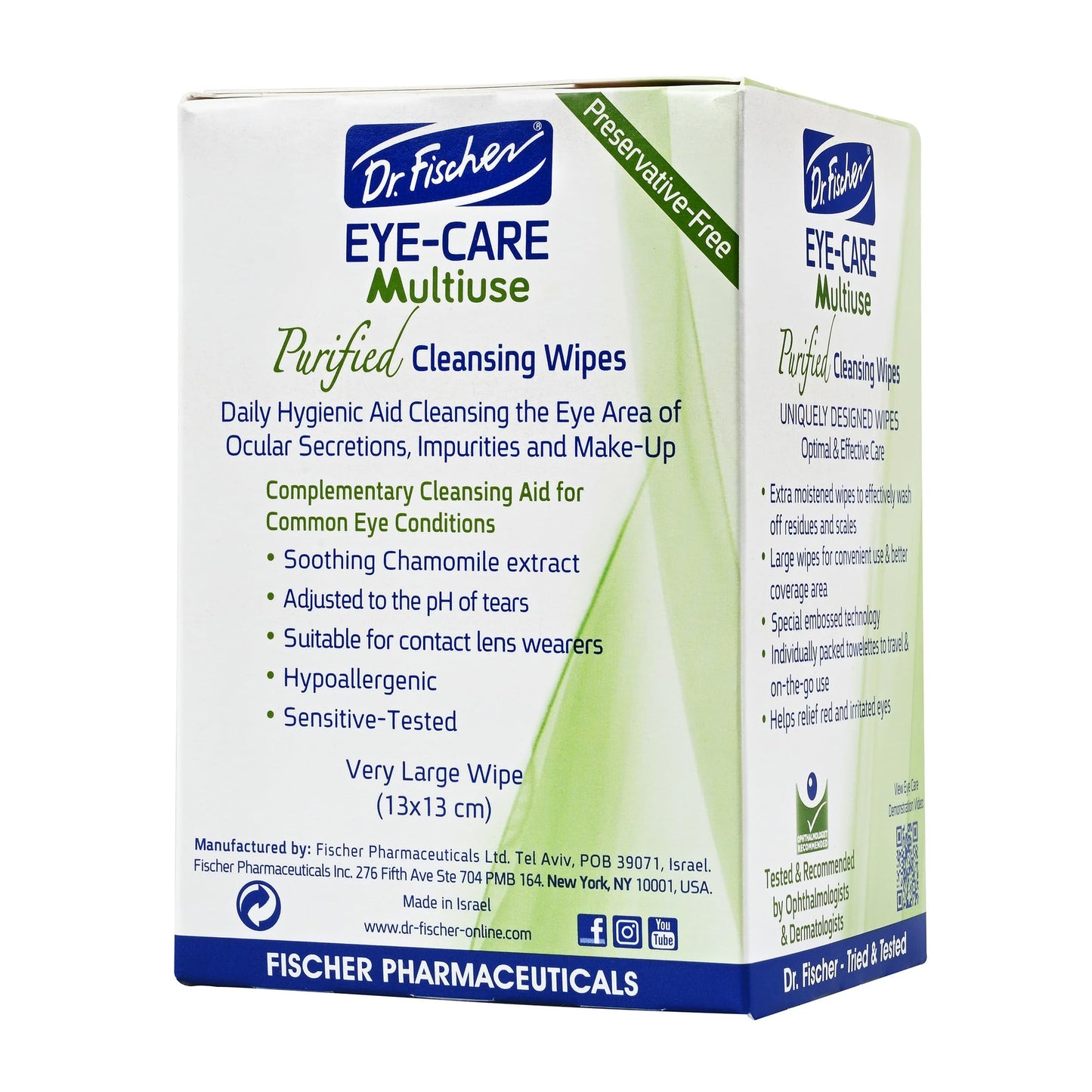Dr. Fischer Eyelid Wipes – Hypoallergenic, Preservative-Free Eye Cleaning Wipes (Twin Pack)