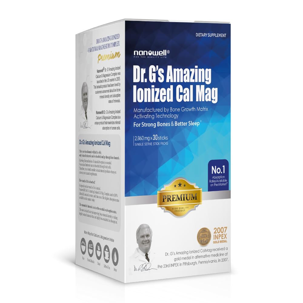 Dr. G's Ionized Cal Mag 2,860mg - Premium Calcium & Magnesium Bone Strength Supplement | 30 Sticks