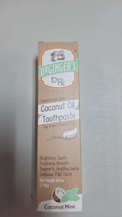 Dr. Ginger's Coconut Oil Fluoride Free Toothpaste - 4oz Pack of 2