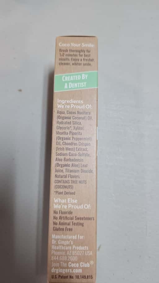 Dr. Ginger's Coconut Oil Fluoride Free Toothpaste - 4oz Pack of 2