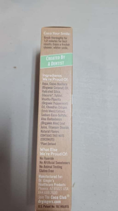 Dr. Ginger's Coconut Oil Fluoride Free Toothpaste - 4oz Pack of 2