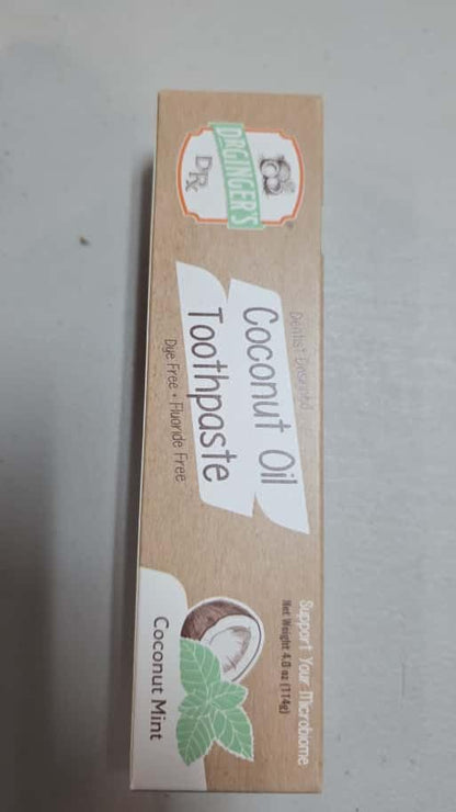 Dr. Ginger's Coconut Oil Fluoride Free Toothpaste - 4oz Pack of 2