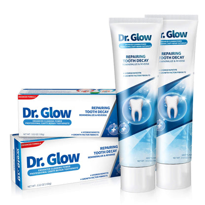 Dr. Glow Adult Cavity Repair Toothpaste – Hydroxyapatite Remineralization, Enamel Repair, 3.52oz x 2