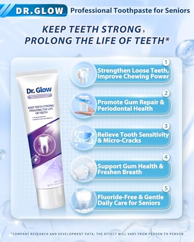 Dr. Glow Gingivitis Treatment Toothpaste for Elderly & Mid-Aged, Gum Repair for Receding Gums Hydroxyapatite Toothpaste, Periodontal Disease Treatment for Seniors, Fluoride Free Gum Disease Treatment