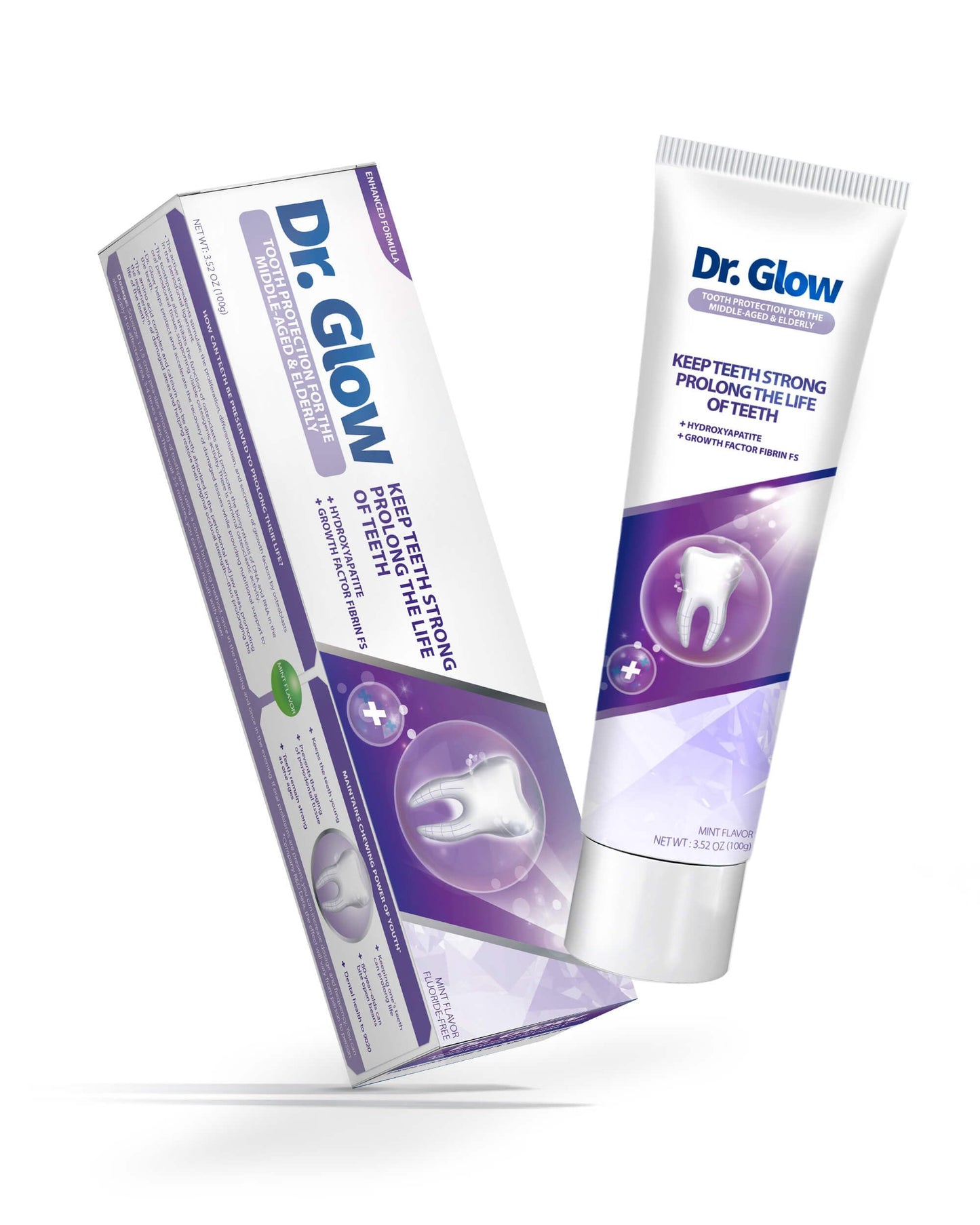 Dr. Glow Gingivitis Treatment Toothpaste for Elderly & Mid-Aged, Gum Repair for Receding Gums Hydroxyapatite Toothpaste, Periodontal Disease Treatment for Seniors, Fluoride Free Gum Disease Treatment
