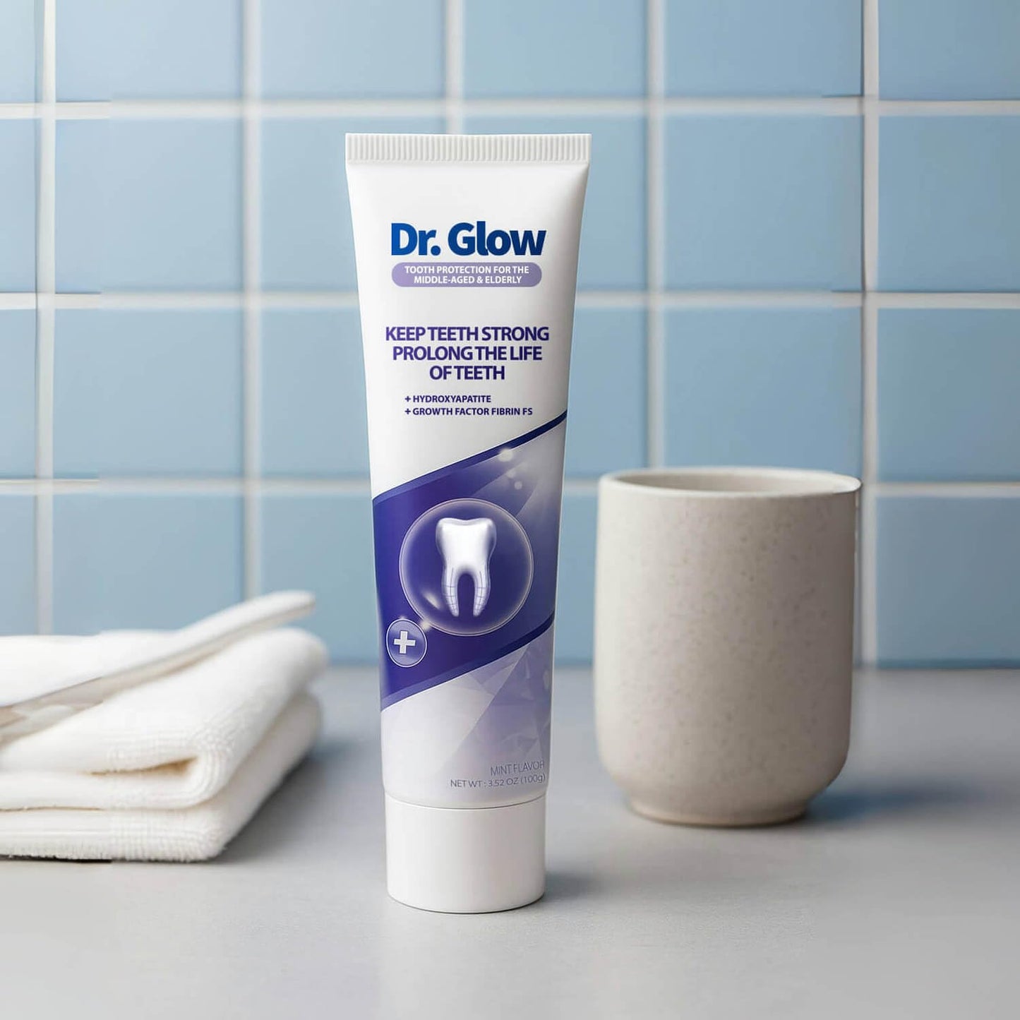 Dr. Glow Gingivitis Treatment Toothpaste for Elderly & Mid-Aged, Gum Repair for Receding Gums Hydroxyapatite Toothpaste, Periodontal Disease Treatment for Seniors, Fluoride Free Gum Disease Treatment
