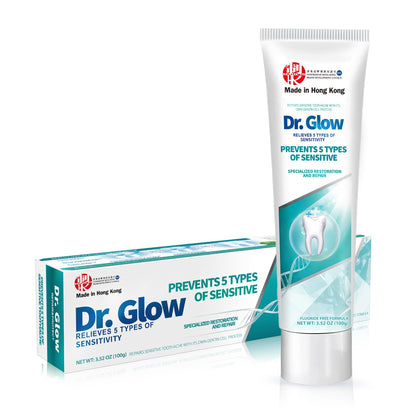 Dr. Glow Sensitive Toothpaste Fluoride Free Hydroxyapatite Toothpaste for Remineralizing Enamel & Sensitive Relief, Mint Flavor