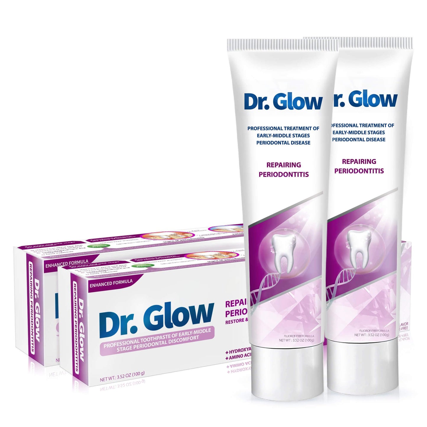 Dr. Glow Gum Repair Toothpaste – Receding Gums, Periodontal Health, Bad Breath (2 Tubes)