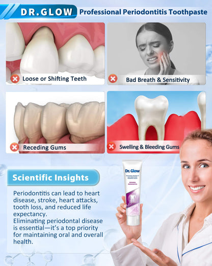 Dr. Glow Gum Disease Treatment Toothpaste – Periodontitis & Gingivitis Care, Fluoride Free 3.52 oz