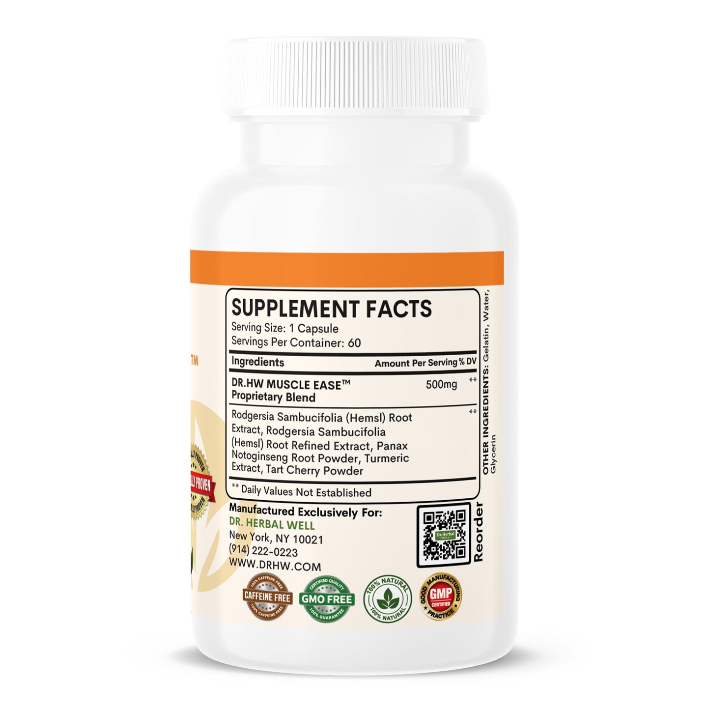 DR.HERBAL WELL Muscle Ease – Fast-Acting Joint, Muscle & Nerve Support | 60 Capsules MAX-Strength