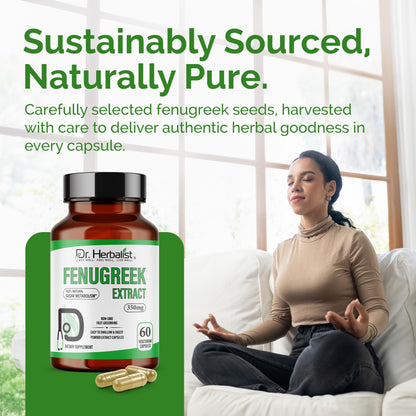Dr. Herbalist Fenugreek Extract 350mg - 60 Capsules | Non-GMO | Fast-Absorbing | Vegetarian