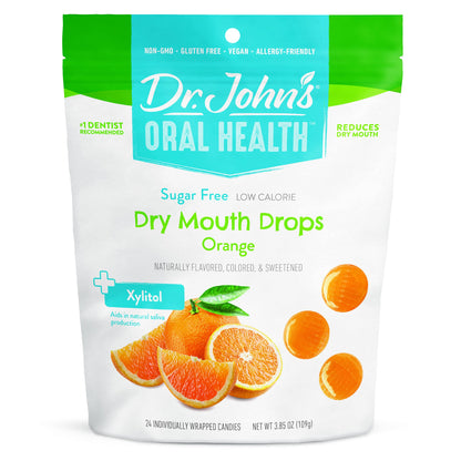 Dr. John’s Dry Mouth Drops - Orange, Sugar Free, Low Calorie, Keto Friendly, 24 Count