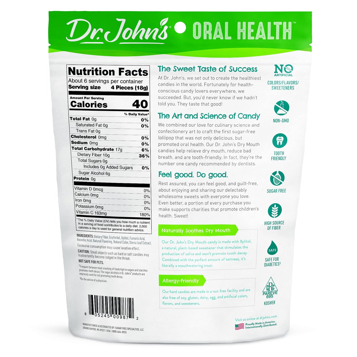 Dr. John’s Dry Mouth Drops - Orange, Sugar Free, Low Calorie, Keto Friendly, 24 Count