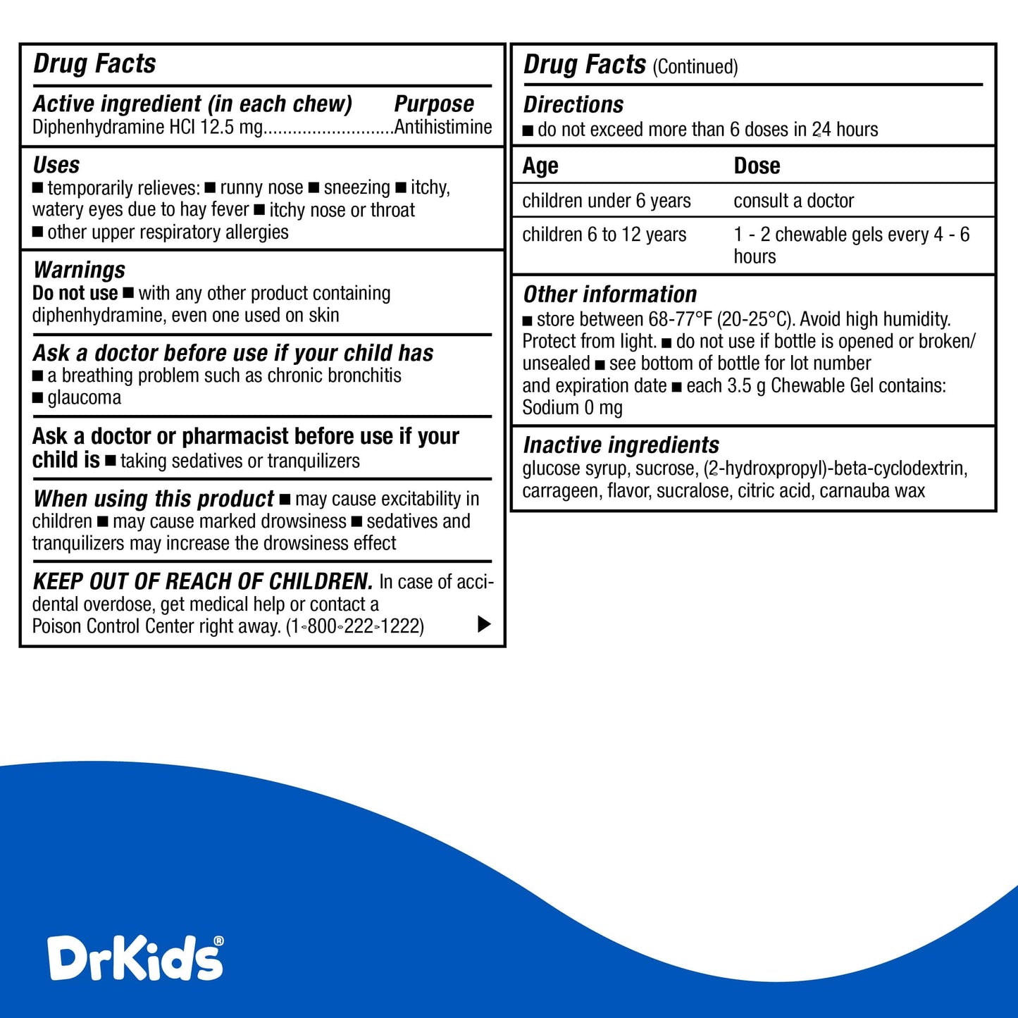 Dr. Kids Children's Allergy Relief Chewables Gels – Fantasy Fruit Flavor, 20 Count