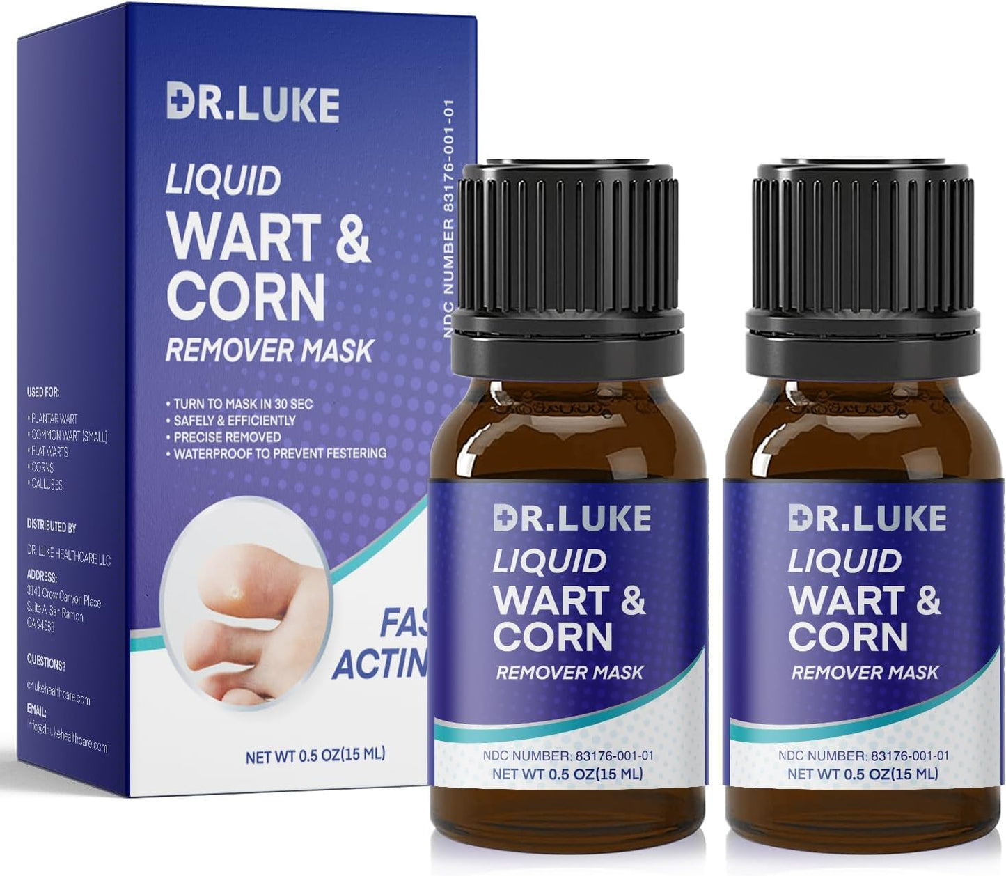 Dr. Luke Plantar Wart Corn Remover Freeze Off 17% Salicylic Acid — 2 Pack