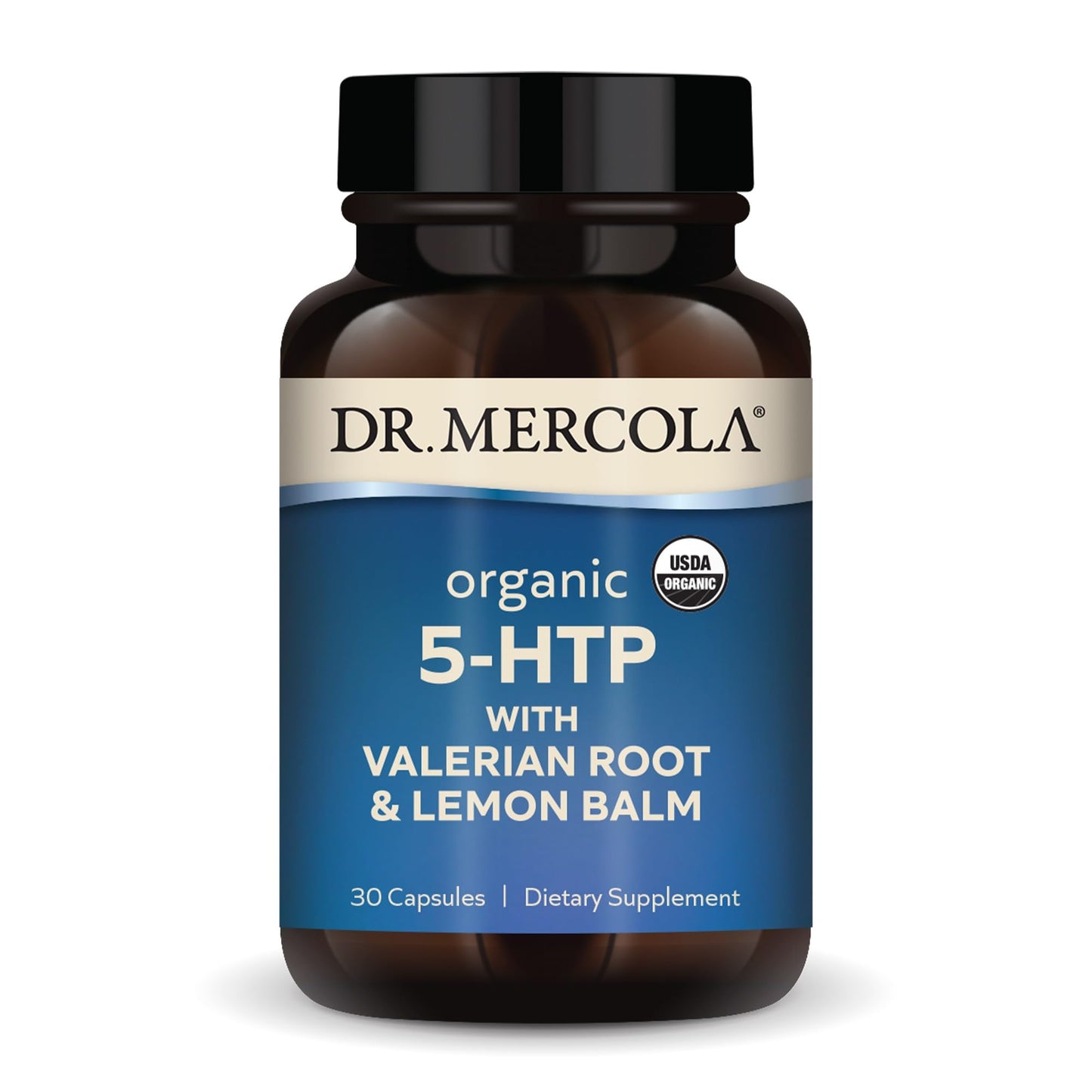 Dr. Mercola Organic 5-HTP with Valerian Root & Lemon Balm – Sleep Support, 30 Servings, Non-GMO, USDA Organic
