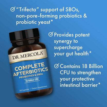 Dr. Mercola Complete Afterbiotics – 18B CFU Probiotic (SBOs) – Non-GMO, Gluten-Free – 30 Servings