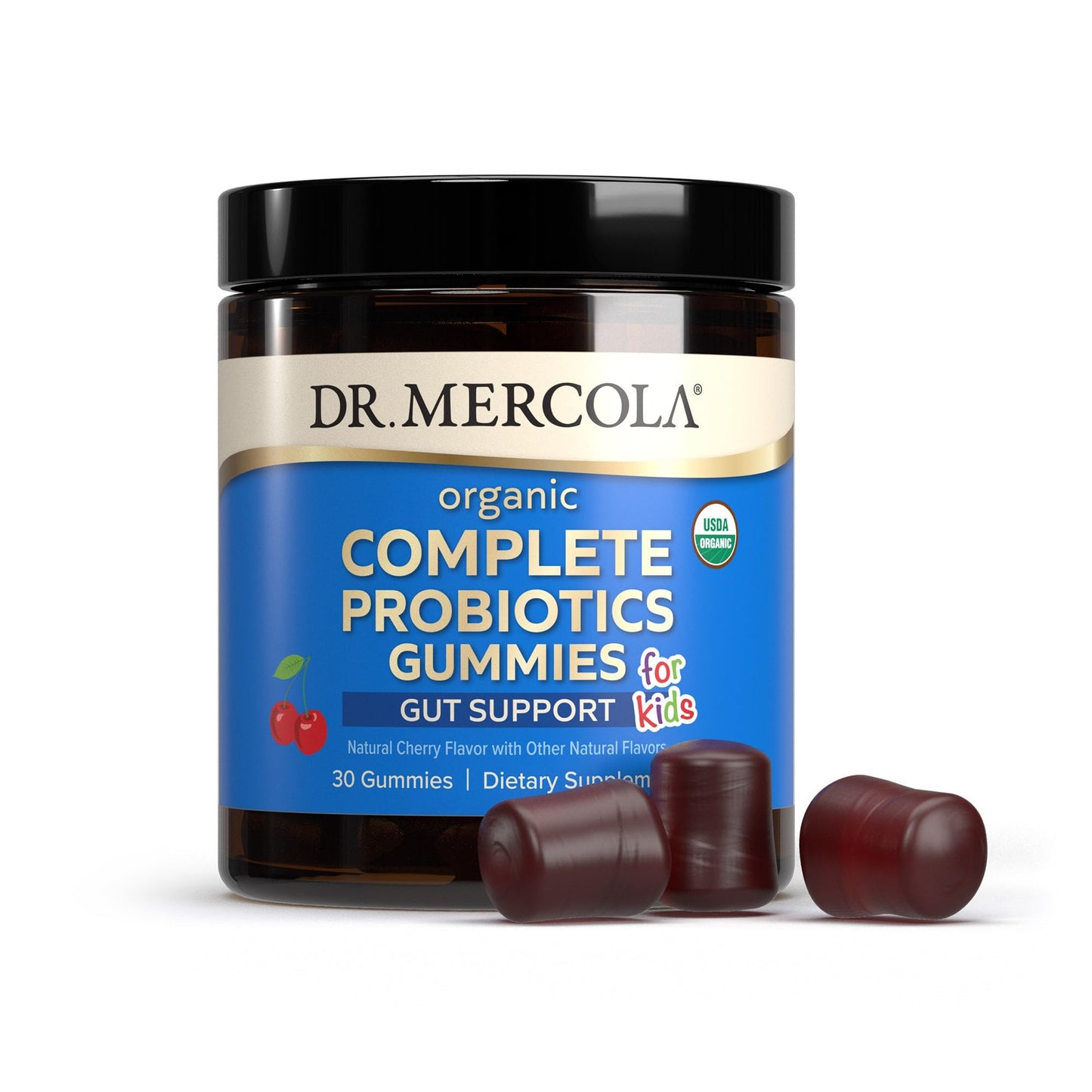 Dr. Mercola Organic Probiotics Gummies for Kids – 30 Servings, 1B CFU, Natural Cherry