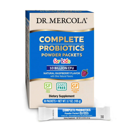 Dr. Mercola Complete Probiotics Powder Packets for Kids – 30 Packets, 10 Strains