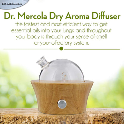 Dr. Mercola Dry Aroma Diffuser - Waterless Beechwood & Glass Diffuser for Essential Oils