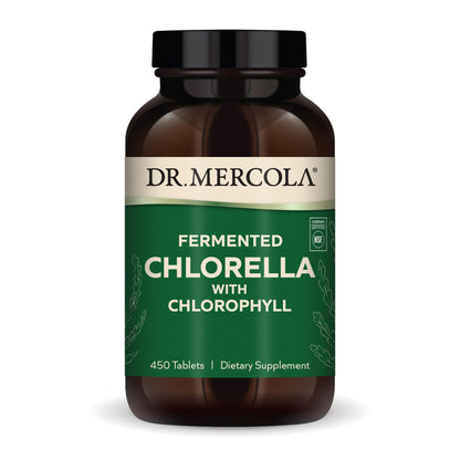 Dr. Mercola Fermented Chlorella with Chlorophyll - 90 Servings (450 Tablets) - Non-GMO, NSF Certified
