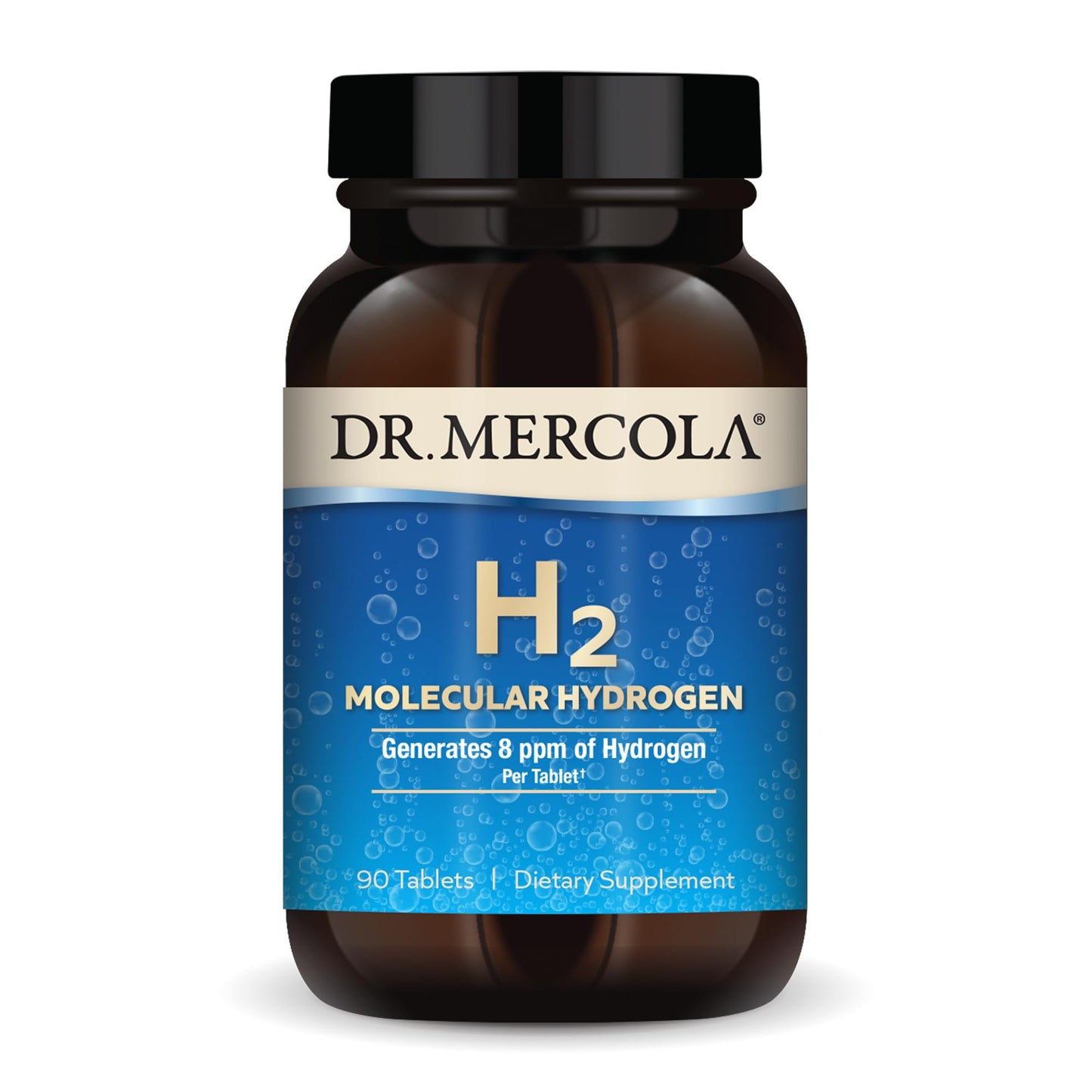 Dr. Mercola H2 Molecular Hydrogen with Elemental Magnesium - 90 Tablets (GMO-Free, Gluten-Free, Soy-Free)