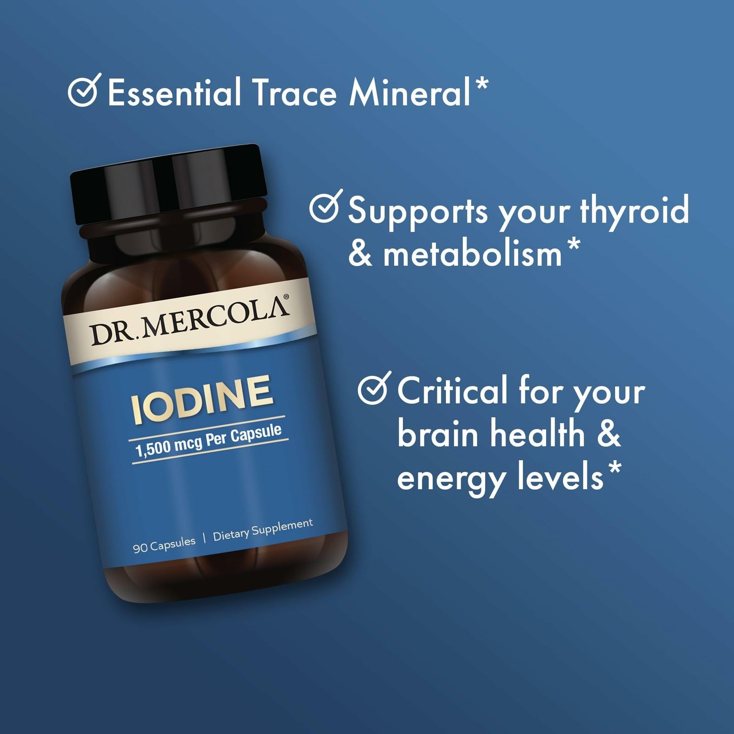Dr. Mercola Iodine 1500 mcg | Thyroid & Metabolic Support | Licaps