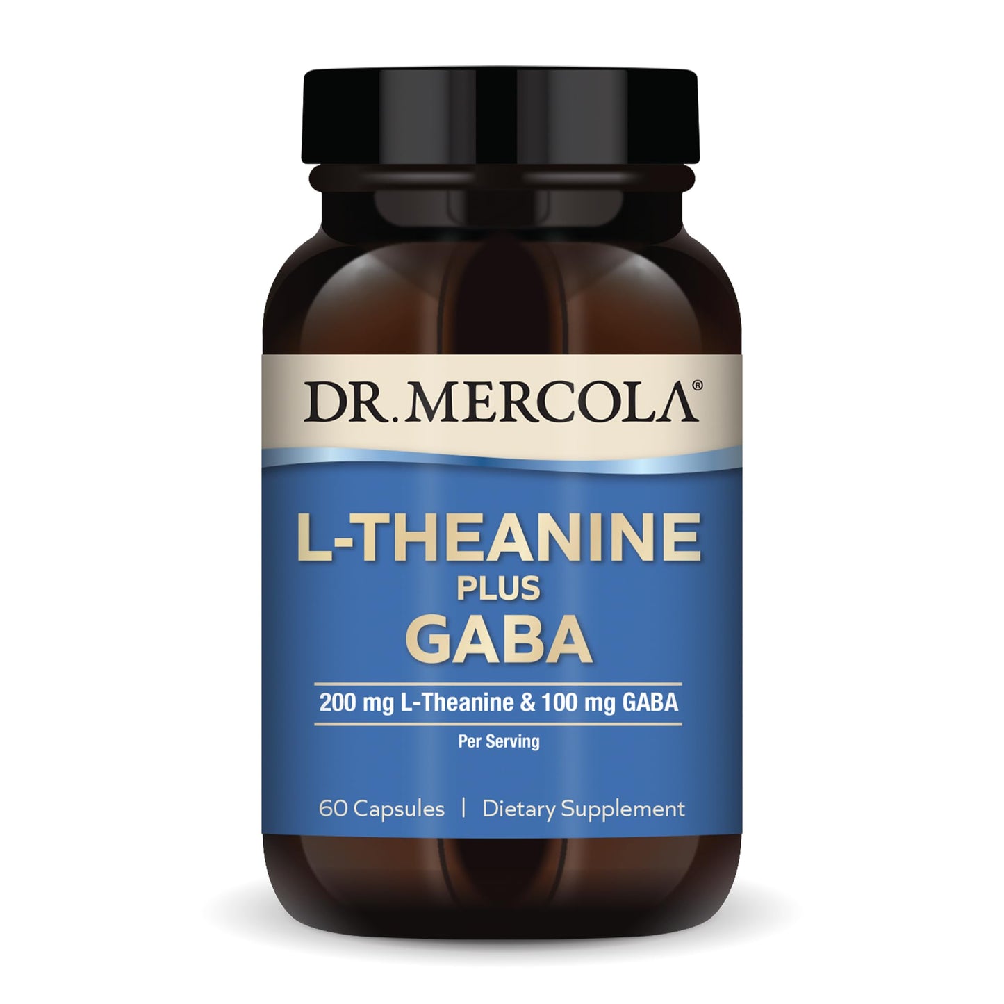 Dr. Mercola L-Theanine Plus GABA, 60 Capsules  Non-GMO, Gluten Free, Soy Free