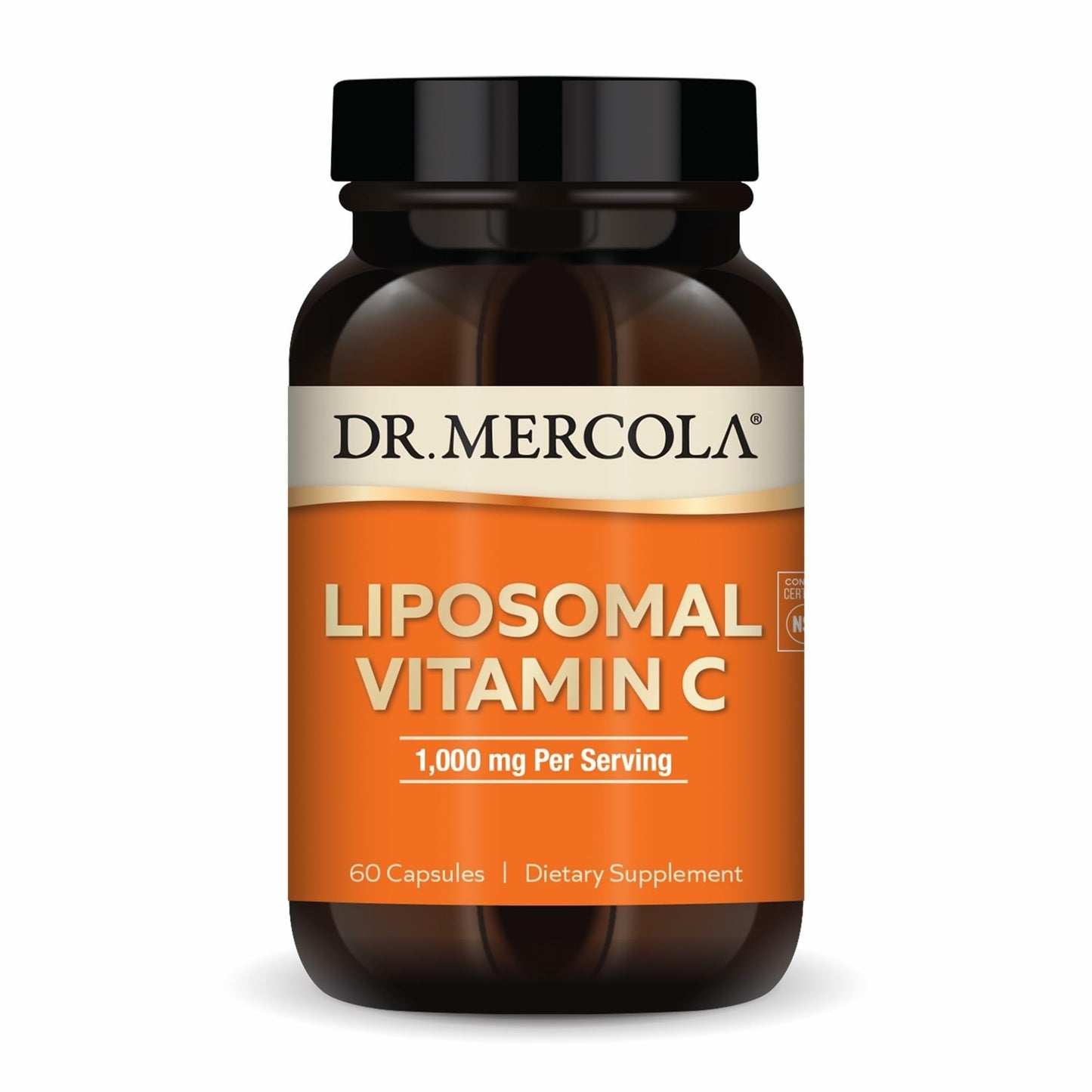 Dr. Mercola Liposomal Vitamin C – Brain, Heart, Eye & Immune Support | 1,000 mg, Non-GMO, Gluten-Free & Soy-Free | 60 Capsules (30 Servings)