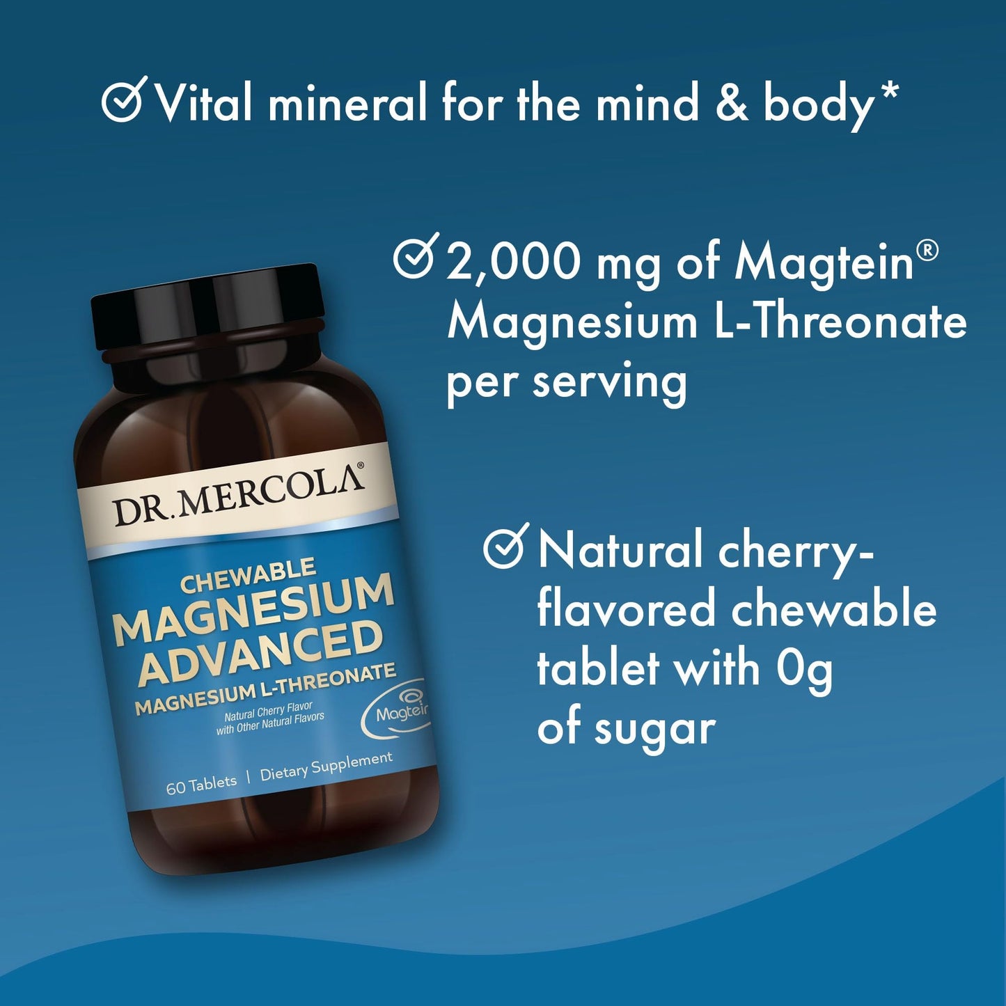 Dr. Mercola Magnesium Advanced – 2 Pack, 60 Tablets per Bottle, Cherry Flavor, Magnesium L-Threonate