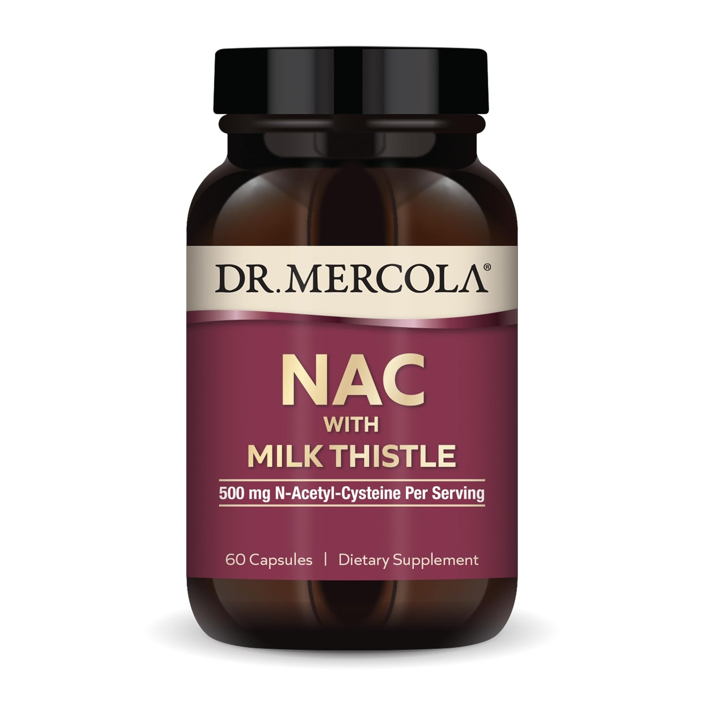 Dr. Mercola NAC with Milk Thistle – Detox Support, 500 mg NAC, 60 Capsules, Non-GMO, Gluten & Soy Free