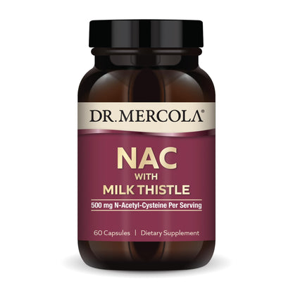 Dr. Mercola NAC with Milk Thistle – Detox Support, 500 mg NAC, 60 Capsules, Non-GMO, Gluten & Soy Free