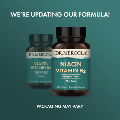 Dr. Mercola Niacin Vitamin B3 – 90 Servings (270 Mini Tabs) Non-GMO