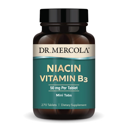 Dr. Mercola Niacin Vitamin B3 – 90 Servings (270 Mini Tabs) Non-GMO