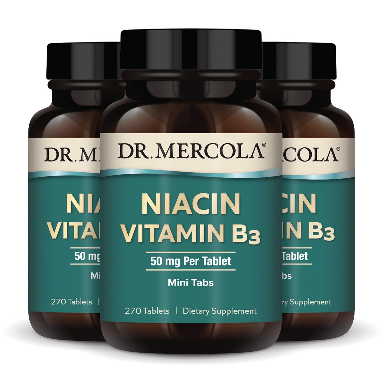 Dr. Mercola Niacin Vitamin B3 – 90 Servings (270 Mini Tabs) Non-GMO