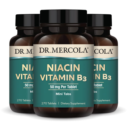 Dr. Mercola Niacin Vitamin B3 – 90 Servings (270 Mini Tabs) Non-GMO
