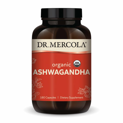 Dr. Mercola Organic Ashwagandha - 800 mg per Serving | Adrenal Support & Energy | USDA Organic | 180 Capsules