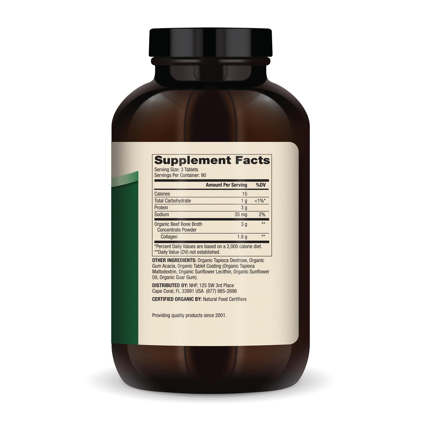 Dr. Mercola Organic Bone Broth Collagen – 90 Servings (270 Tablets) – Grass-Fed, USDA Organic