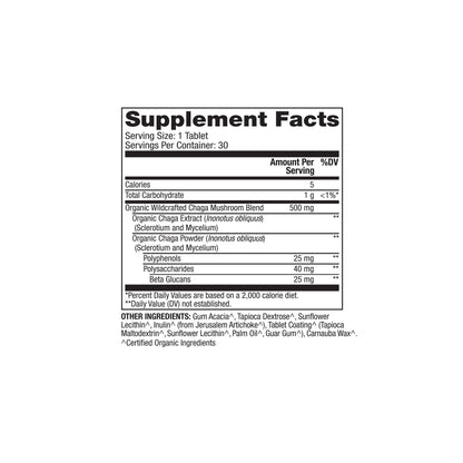 Dr. Mercola Organic Chaga Mushroom - 30 Servings, Immune Support, USDA Organic