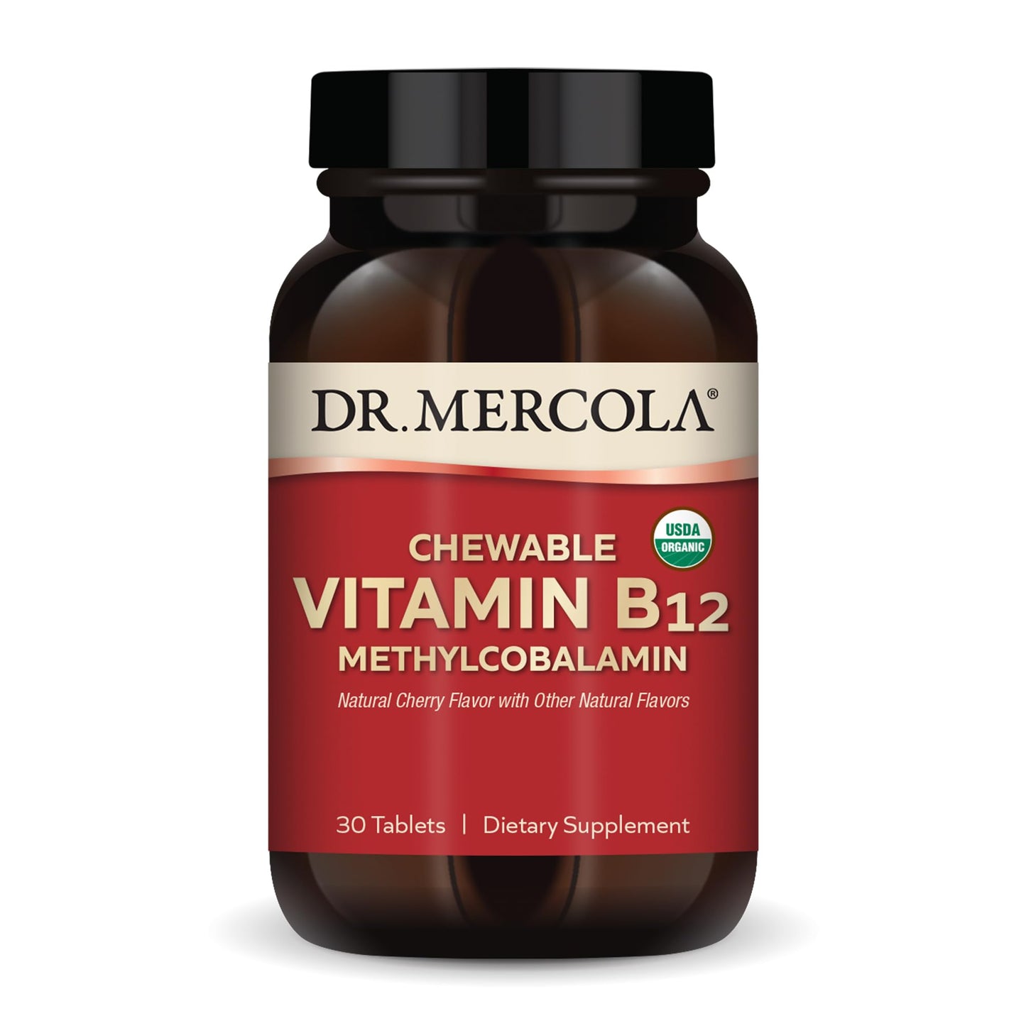 Dr. Mercola Organic Chewable Vitamin B12 – 1000 mcg, Cherry, 30 Servings