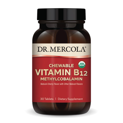 Dr. Mercola Organic Chewable Vitamin B12 – 1000 mcg, Cherry, 30 Servings