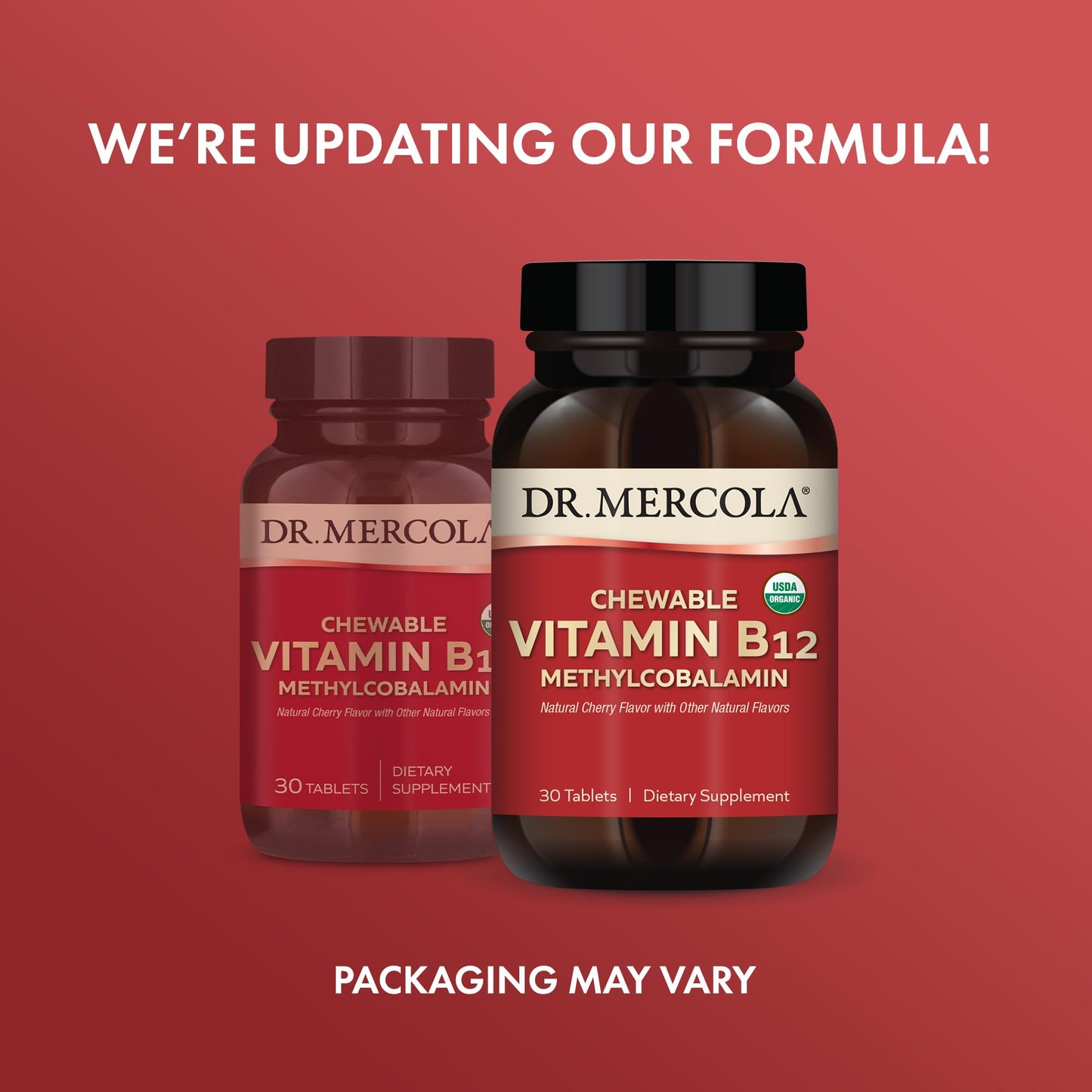 Dr. Mercola Organic Chewable Vitamin B12 – 1000 mcg, Cherry, 30 Servings