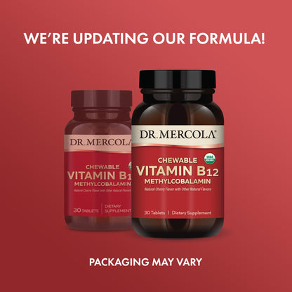 Dr. Mercola Organic Chewable Vitamin B12 – 1000 mcg, Cherry, 30 Servings