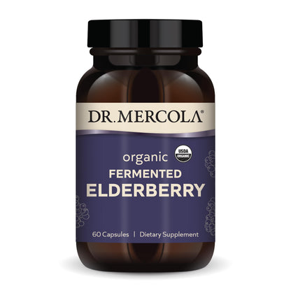 Dr. Mercola Organic Fermented Elderberry | 30 Servings, 60 Caps, USDA Organic